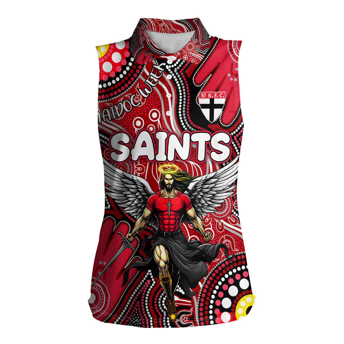 Personalised NAIDOC Week 2024 St Kilda Saints Women Sleeveless Polo Shirt Australian Aboriginal Hand Painting