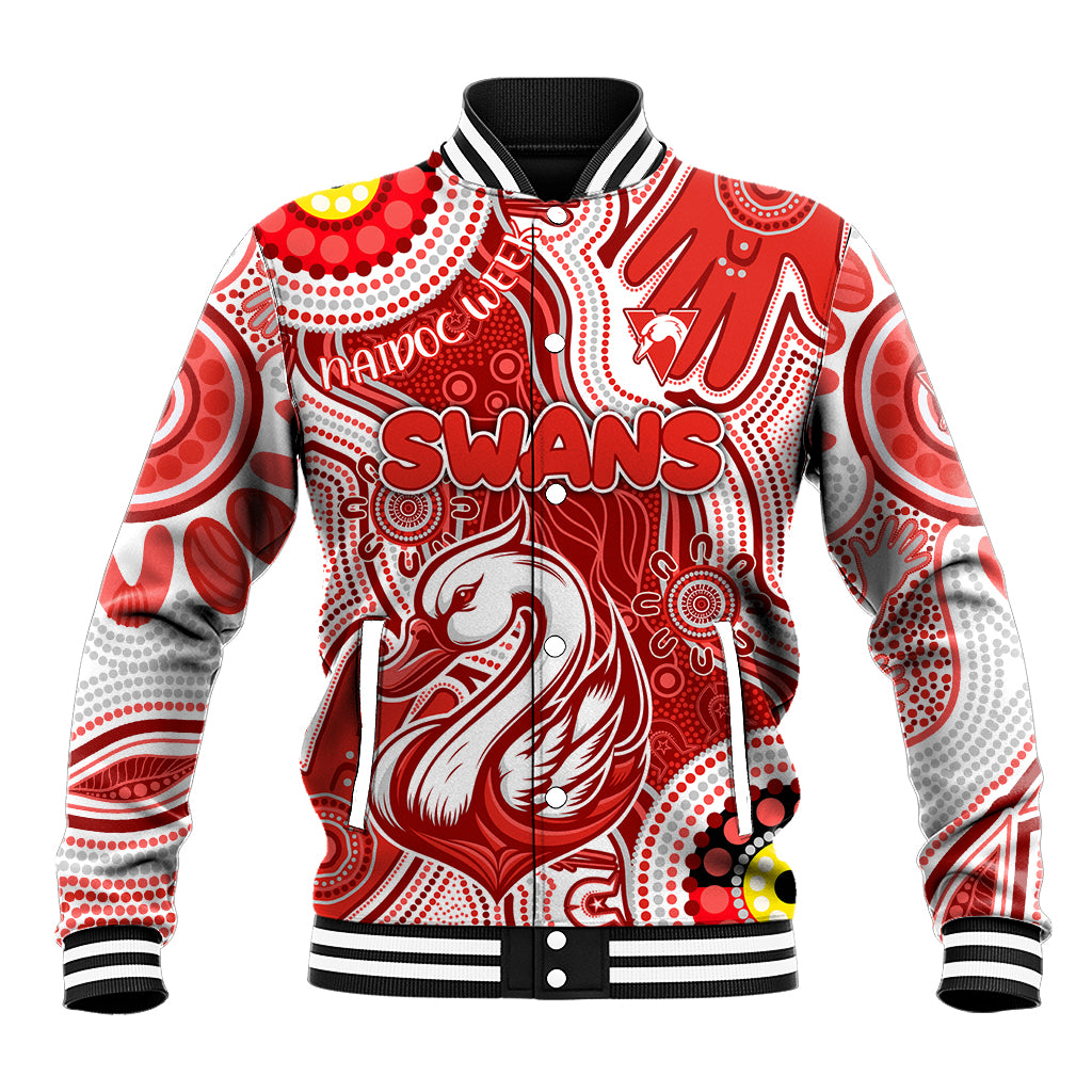 Personalised NAIDOC Week 2024 Sydney Swans Baseball Jacket Australian Aboriginal Hand Painting