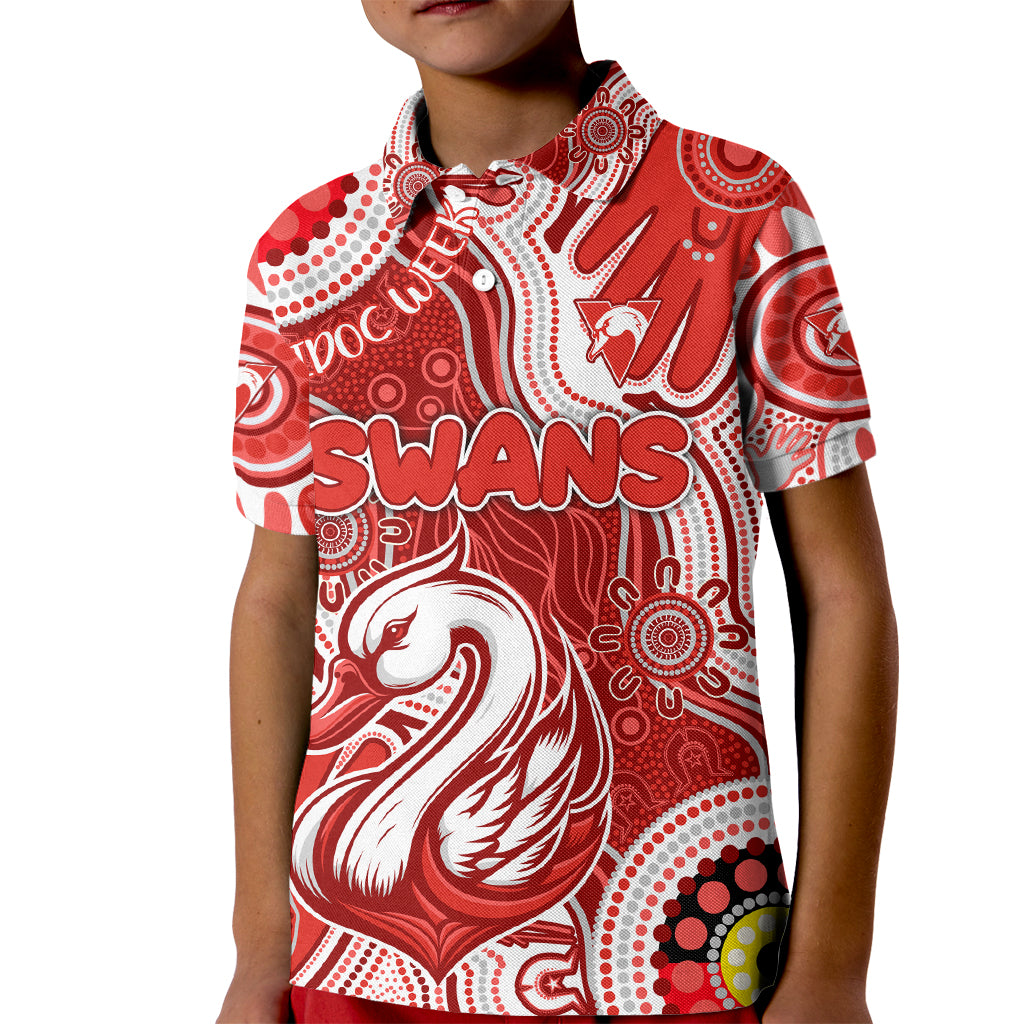 Personalised NAIDOC Week 2024 Sydney Swans Kid Polo Shirt Australian Aboriginal Hand Painting