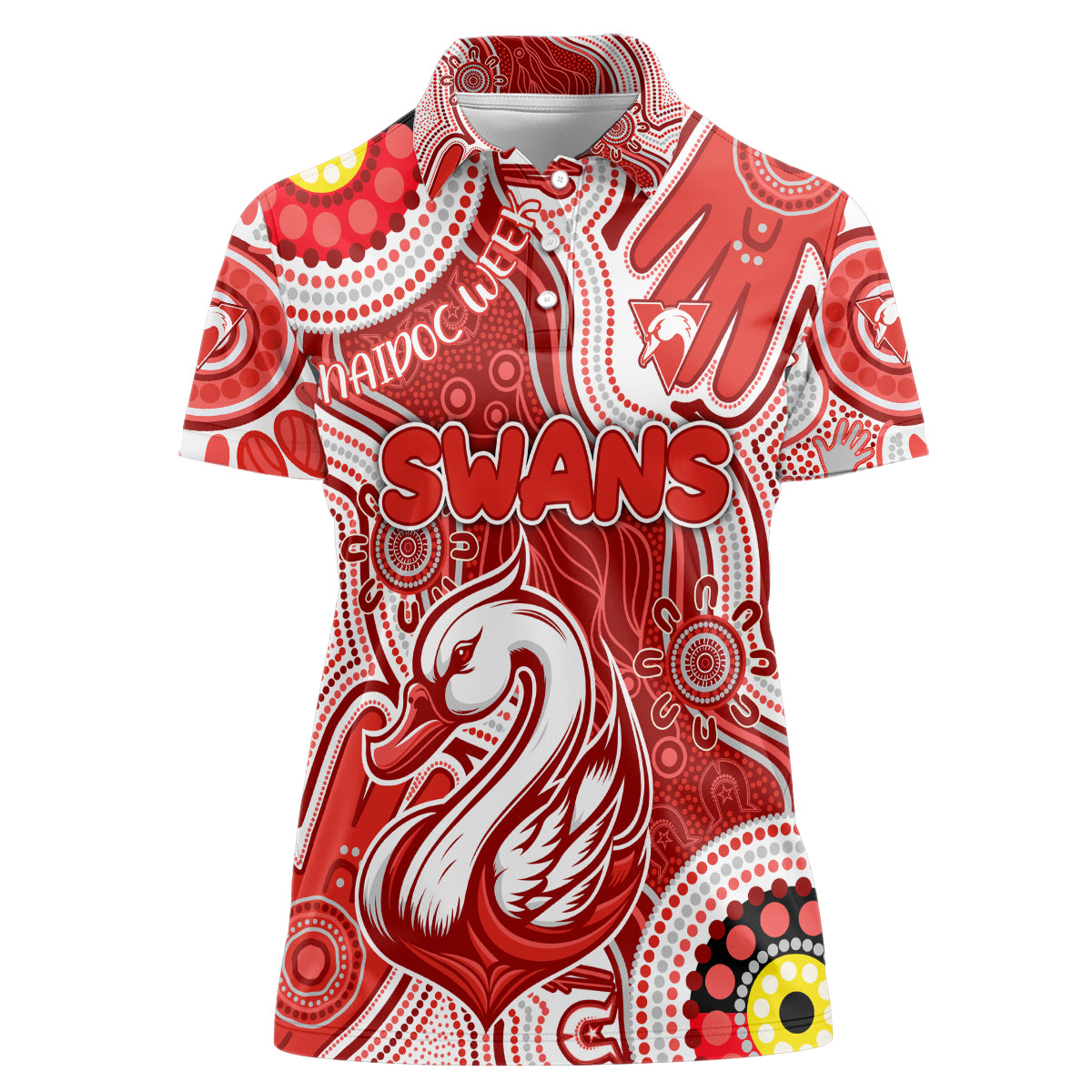 Personalised NAIDOC Week 2024 Sydney Swans Women Polo Shirt Australian Aboriginal Hand Painting