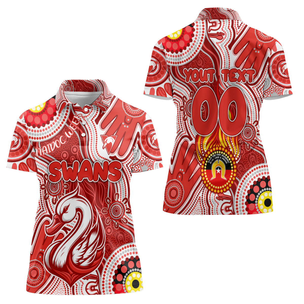 Personalised NAIDOC Week 2024 Sydney Swans Women Polo Shirt Australian Aboriginal Hand Painting