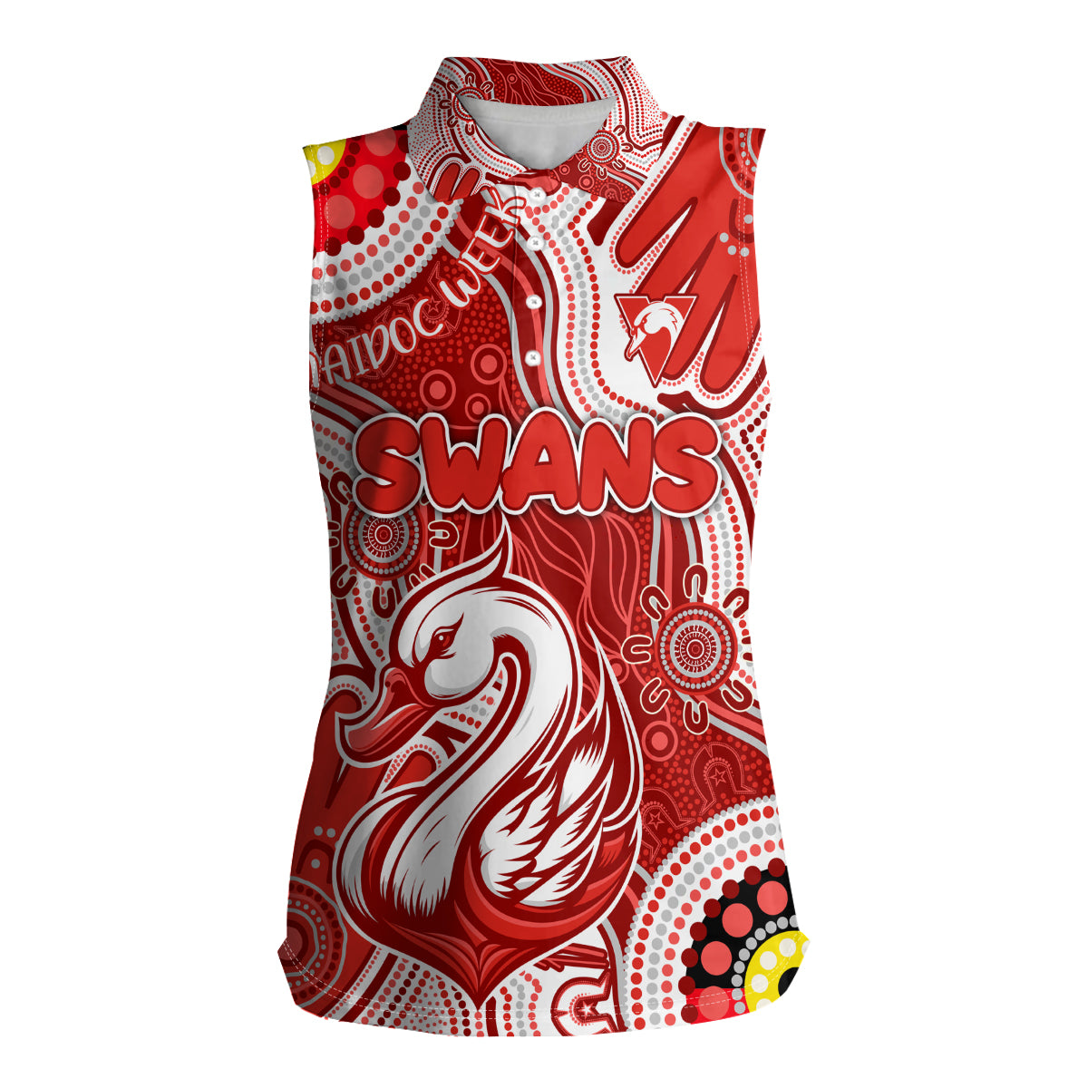 Personalised NAIDOC Week 2024 Sydney Swans Women Sleeveless Polo Shirt Australian Aboriginal Hand Painting