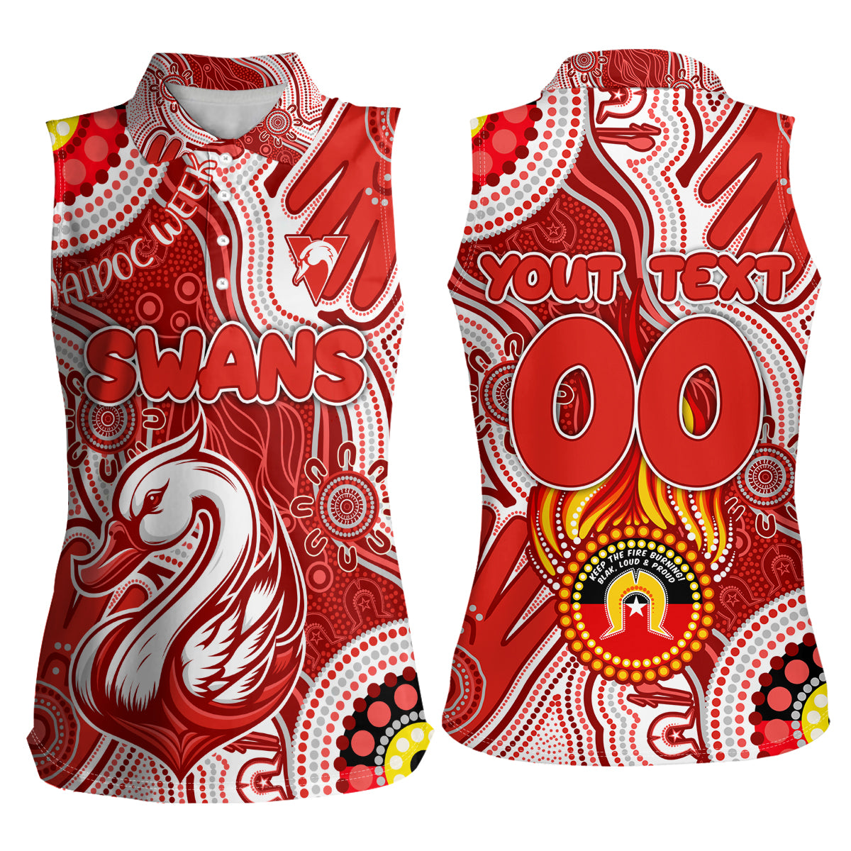 Personalised NAIDOC Week 2024 Sydney Swans Women Sleeveless Polo Shirt Australian Aboriginal Hand Painting