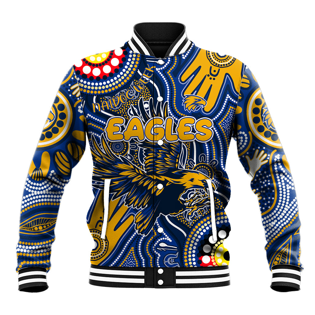 Personalised NAIDOC Week 2024 West Coast Eagles Baseball Jacket Australian Aboriginal Hand Painting