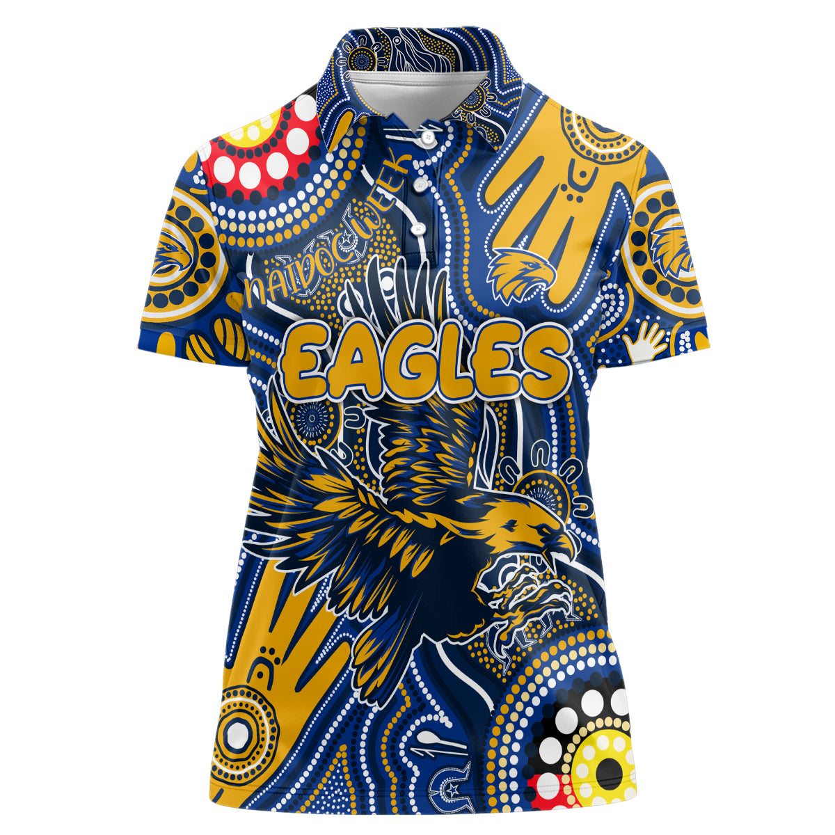 Personalised NAIDOC Week 2024 West Coast Eagles Women Polo Shirt Australian Aboriginal Hand Painting