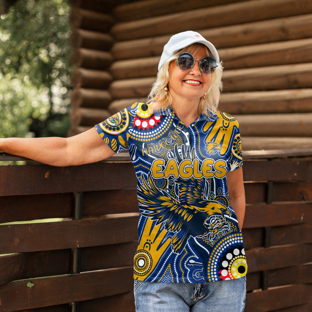 Personalised NAIDOC Week 2024 West Coast Eagles Women Polo Shirt Australian Aboriginal Hand Painting