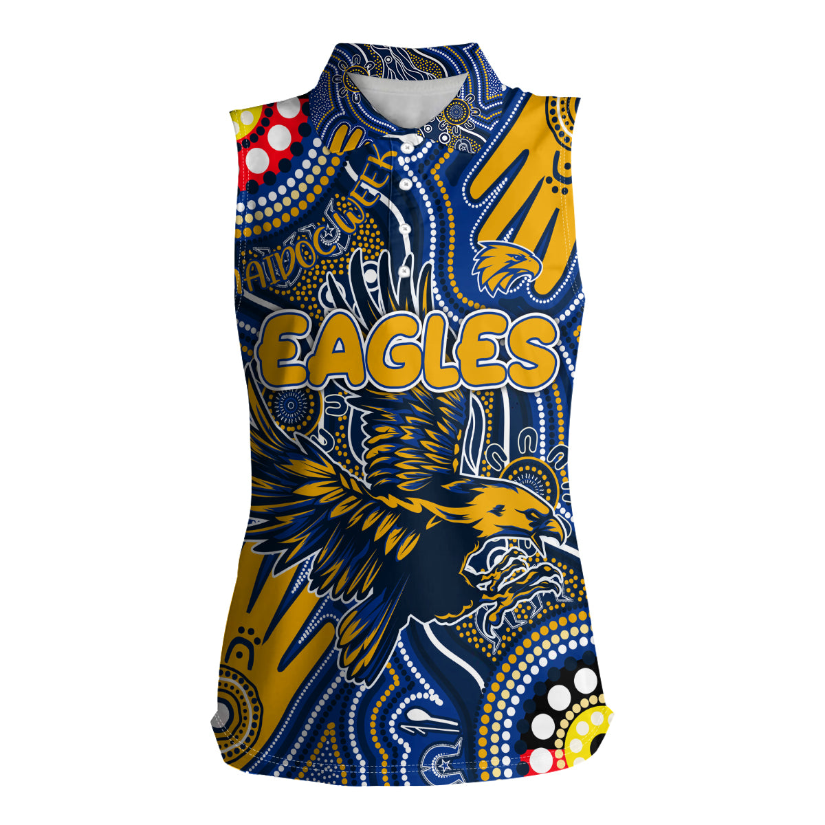 Personalised NAIDOC Week 2024 West Coast Eagles Women Sleeveless Polo Shirt Australian Aboriginal Hand Painting