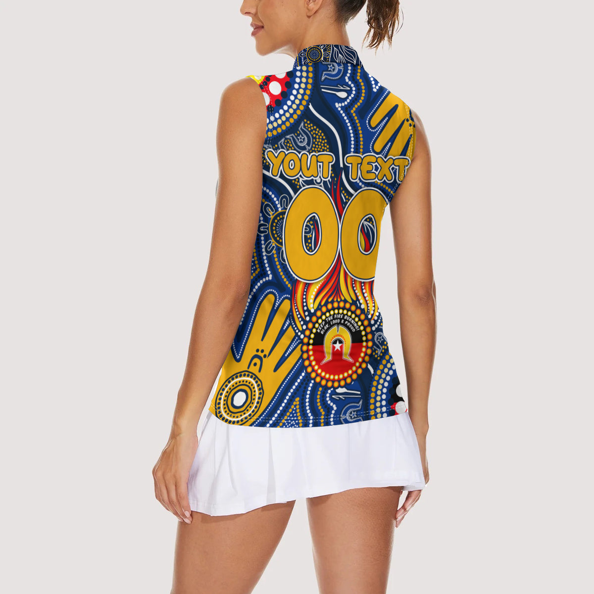 Personalised NAIDOC Week 2024 West Coast Eagles Women Sleeveless Polo Shirt Australian Aboriginal Hand Painting