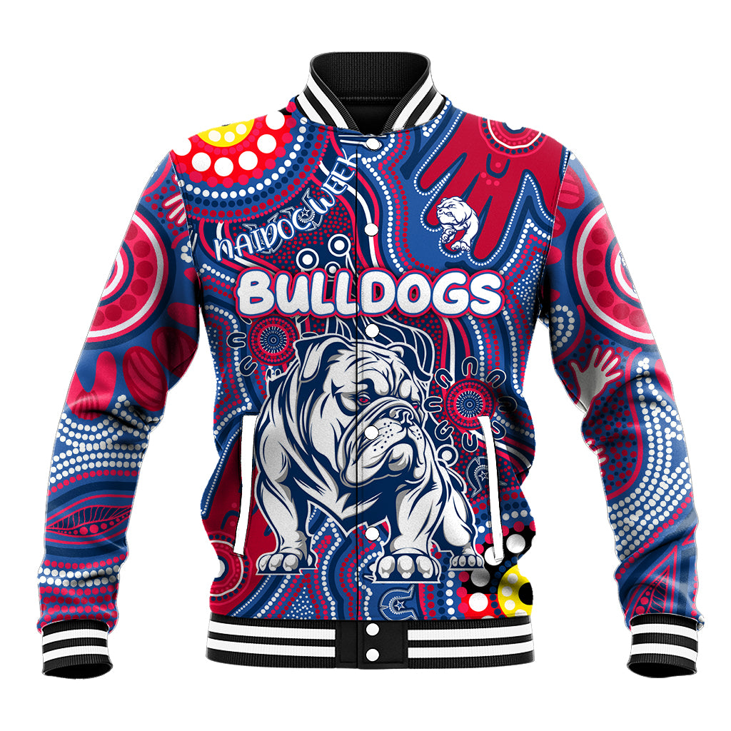 Personalised NAIDOC Week 2024 Western Bulldogs Baseball Jacket Australian Aboriginal Hand Painting