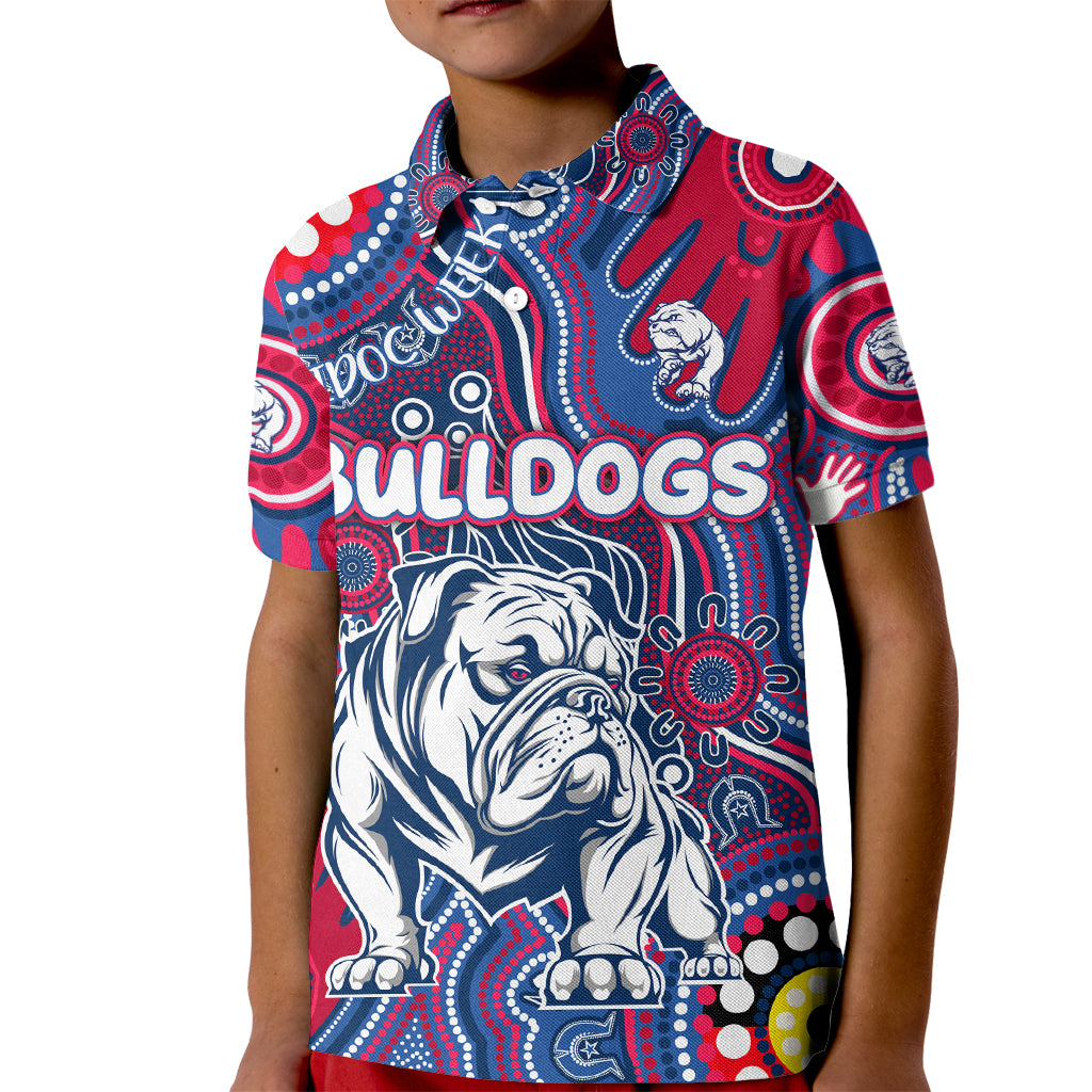 Personalised NAIDOC Week 2024 Western Bulldogs Kid Polo Shirt Australian Aboriginal Hand Painting