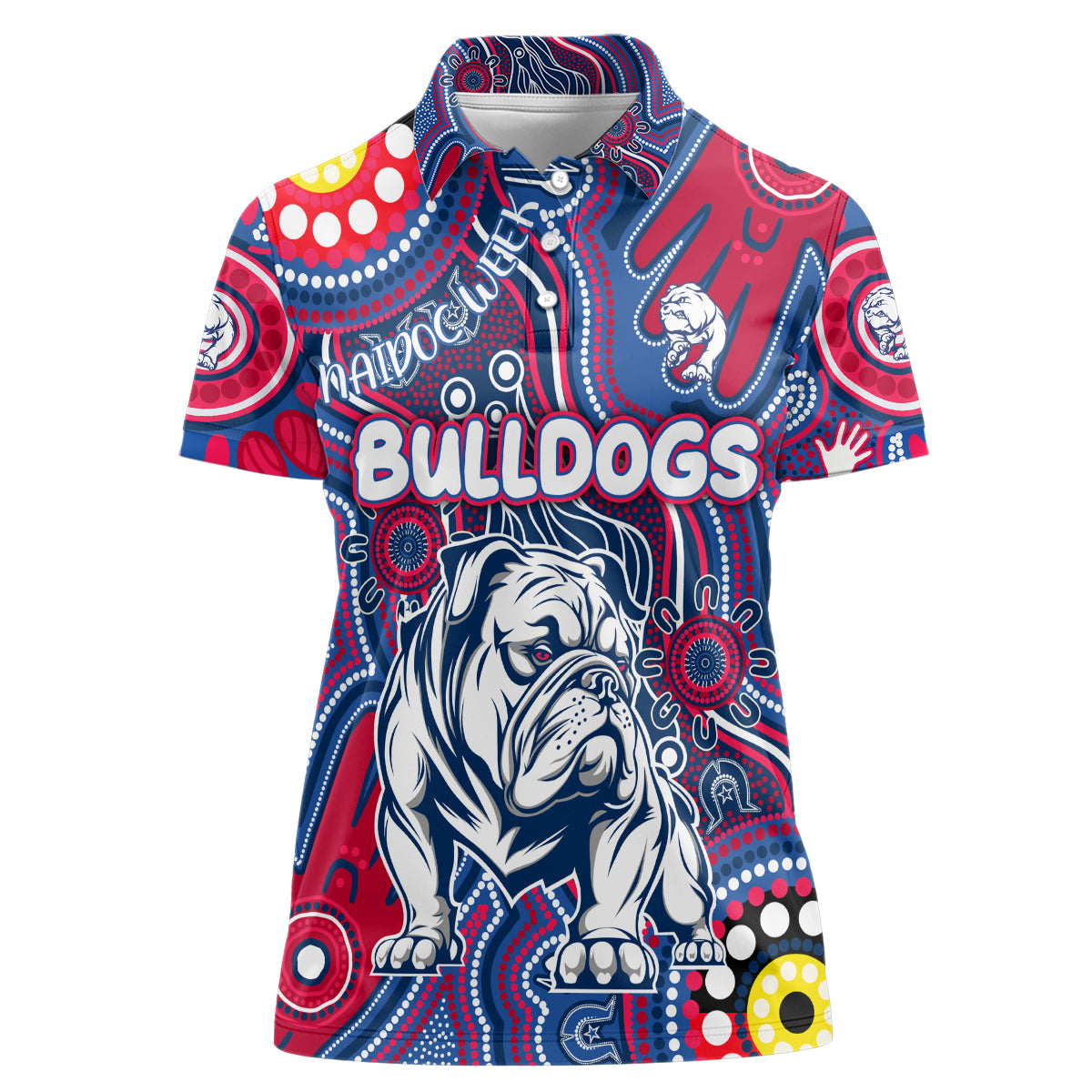 Personalised NAIDOC Week 2024 Western Bulldogs Women Polo Shirt Australian Aboriginal Hand Painting