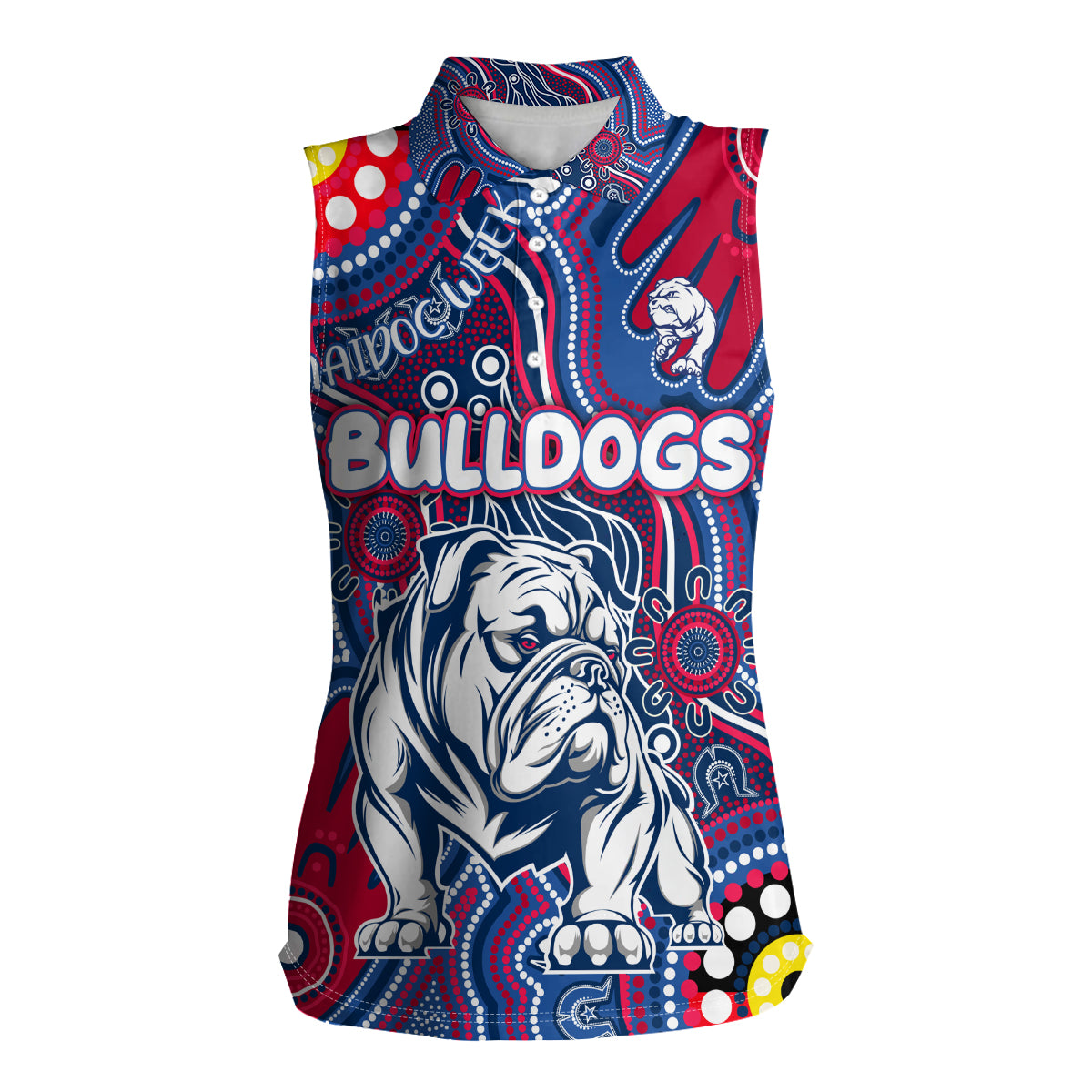 Personalised NAIDOC Week 2024 Western Bulldogs Women Sleeveless Polo Shirt Australian Aboriginal Hand Painting