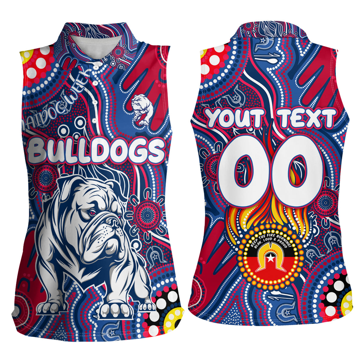 Personalised NAIDOC Week 2024 Western Bulldogs Women Sleeveless Polo Shirt Australian Aboriginal Hand Painting