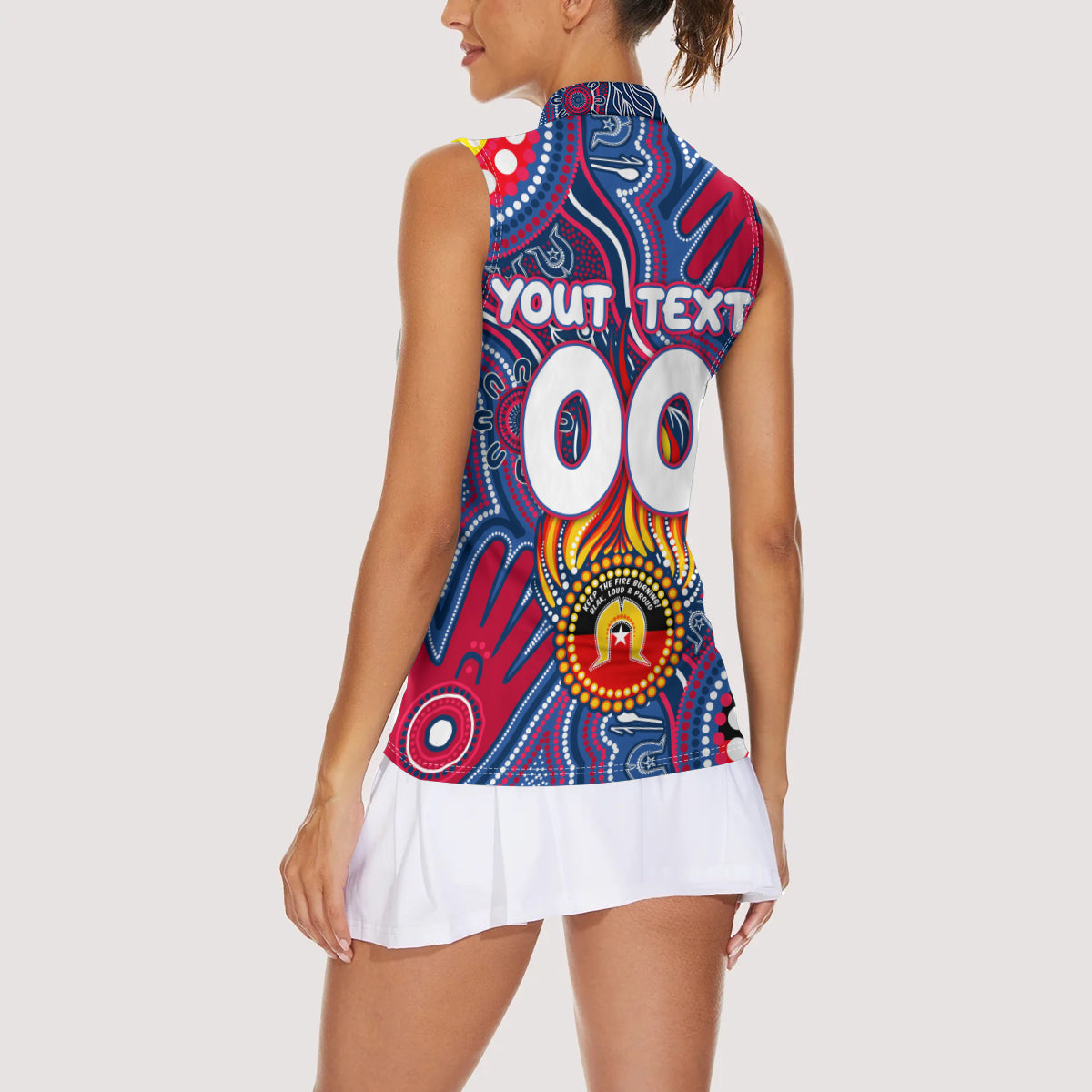 Personalised NAIDOC Week 2024 Western Bulldogs Women Sleeveless Polo Shirt Australian Aboriginal Hand Painting