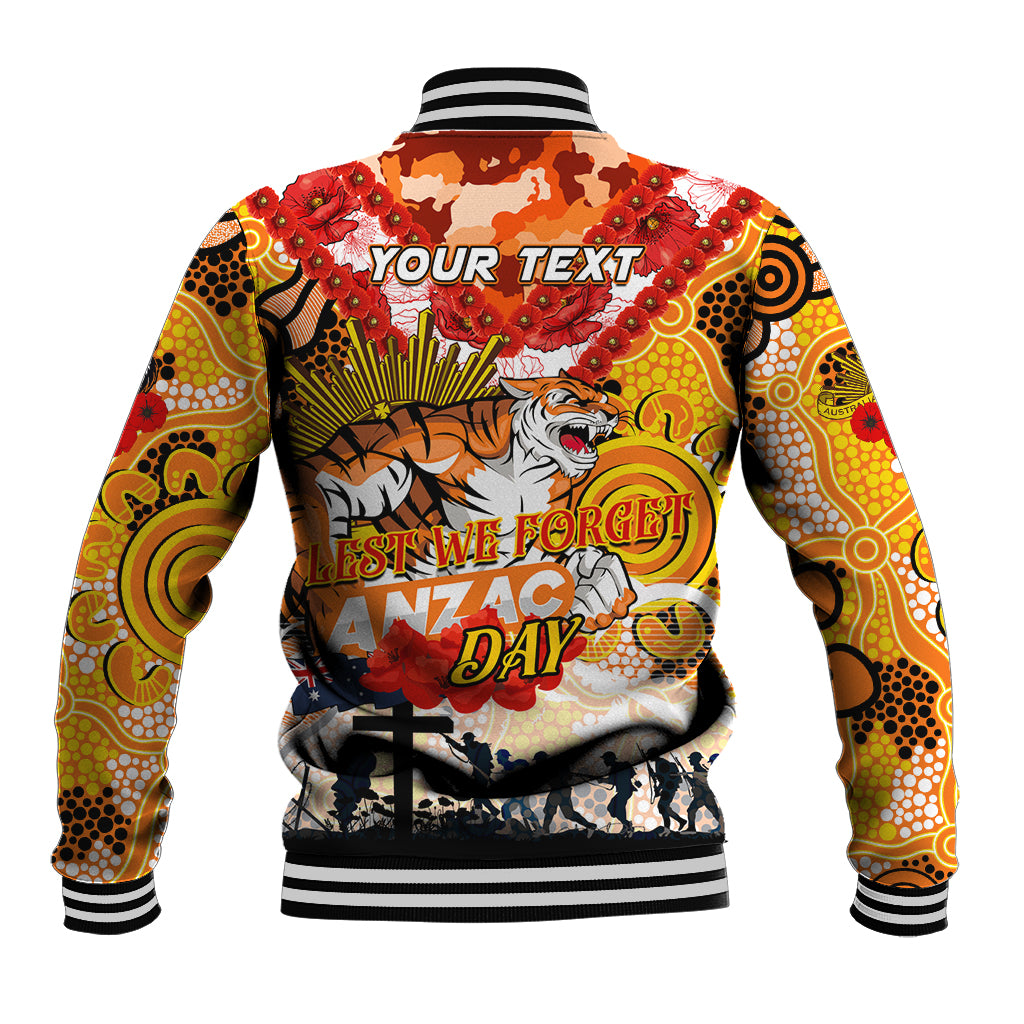 Personalised Tigers ANZAC Day Baseball Jacket Aboriginal Rising Sun