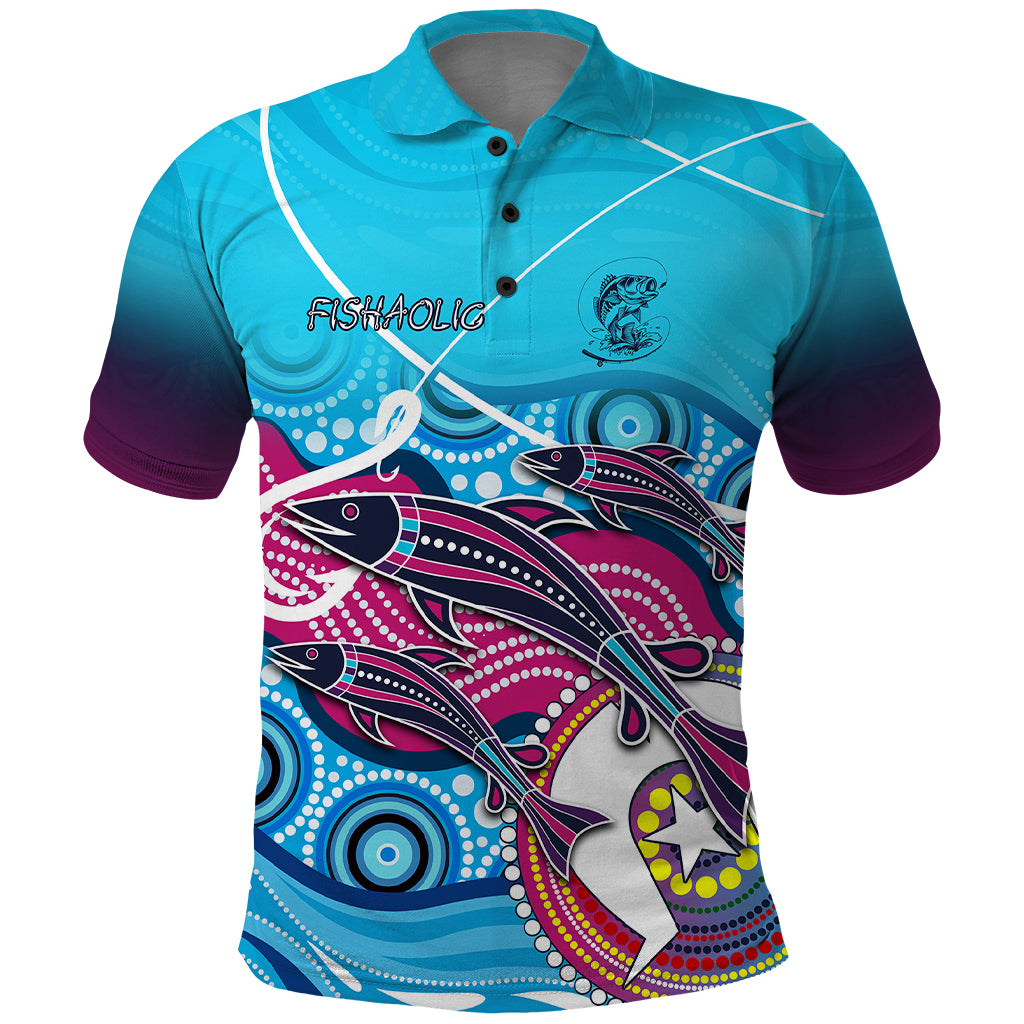 australia-fishing-polo-shirt-fishaholic-with-the-dhari-symbol-and-aboriginal-pattern