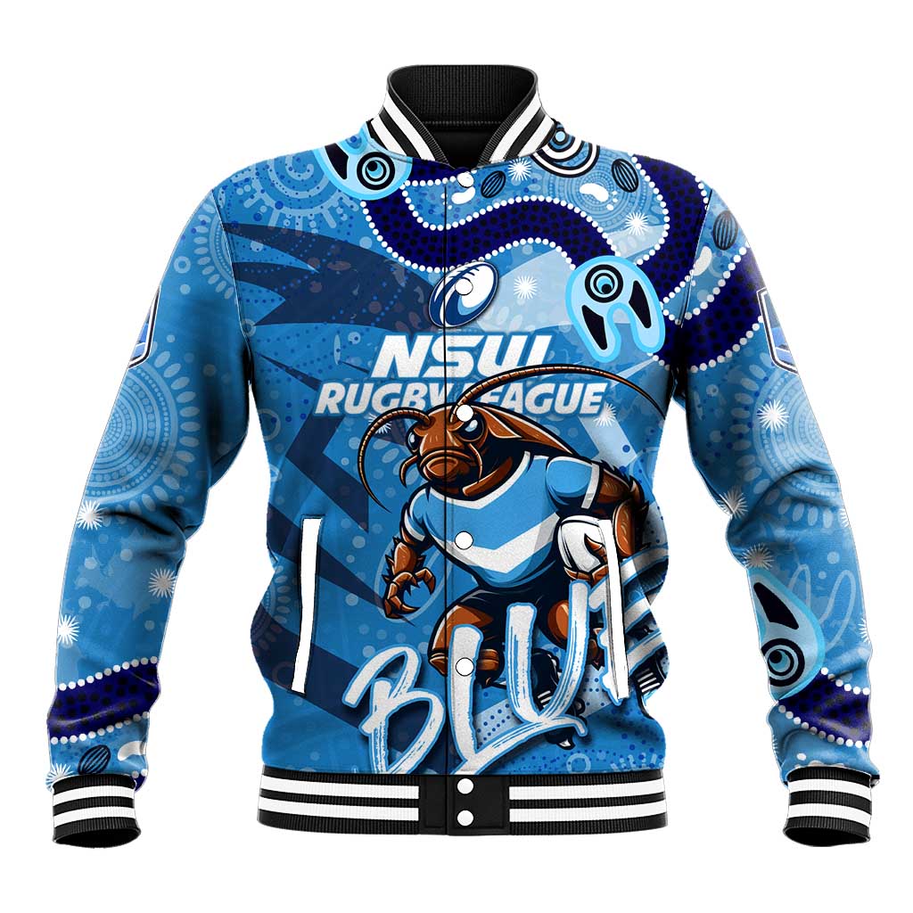 Personalized NSW Rugby League Baseball Jacket Blues Mascot Indigenous