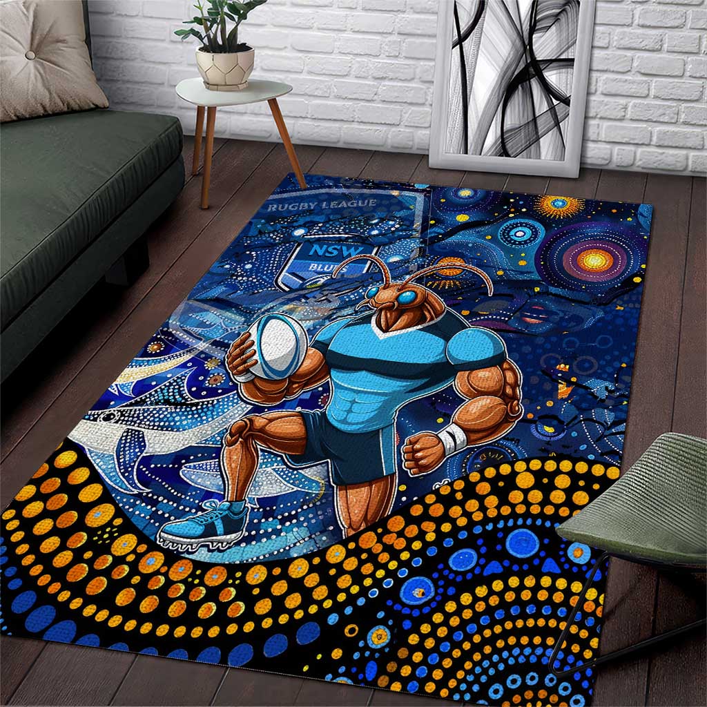 Mascot NSW Blues Rugby Area Rug Aboriginal Galaxy