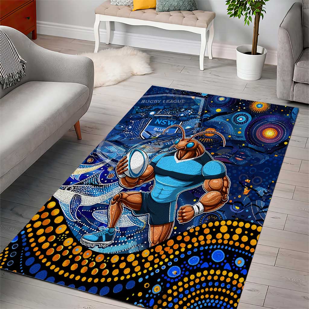 Mascot NSW Blues Rugby Area Rug Aboriginal Galaxy