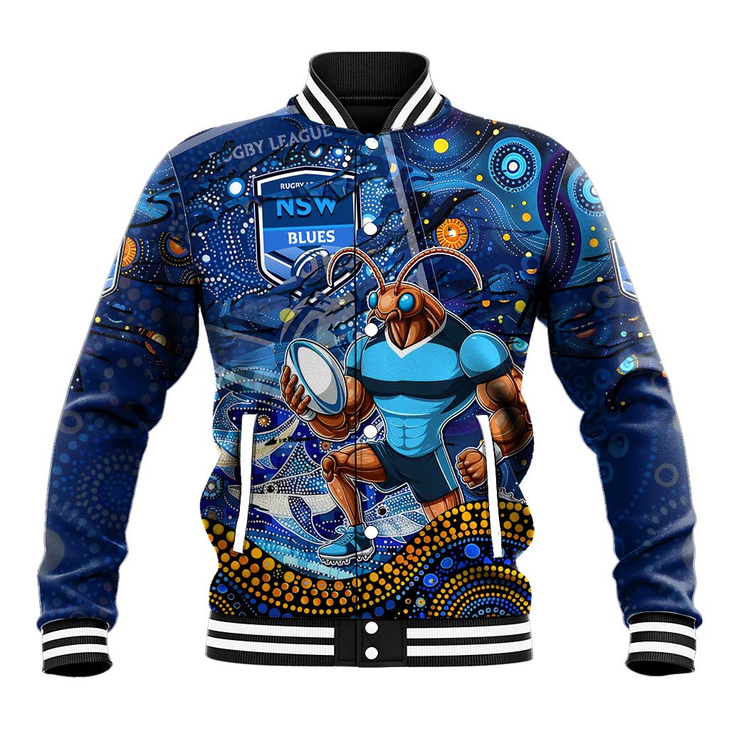 Personalised Mascot NSW Blues Rugby Baseball Jacket Aboriginal Galaxy