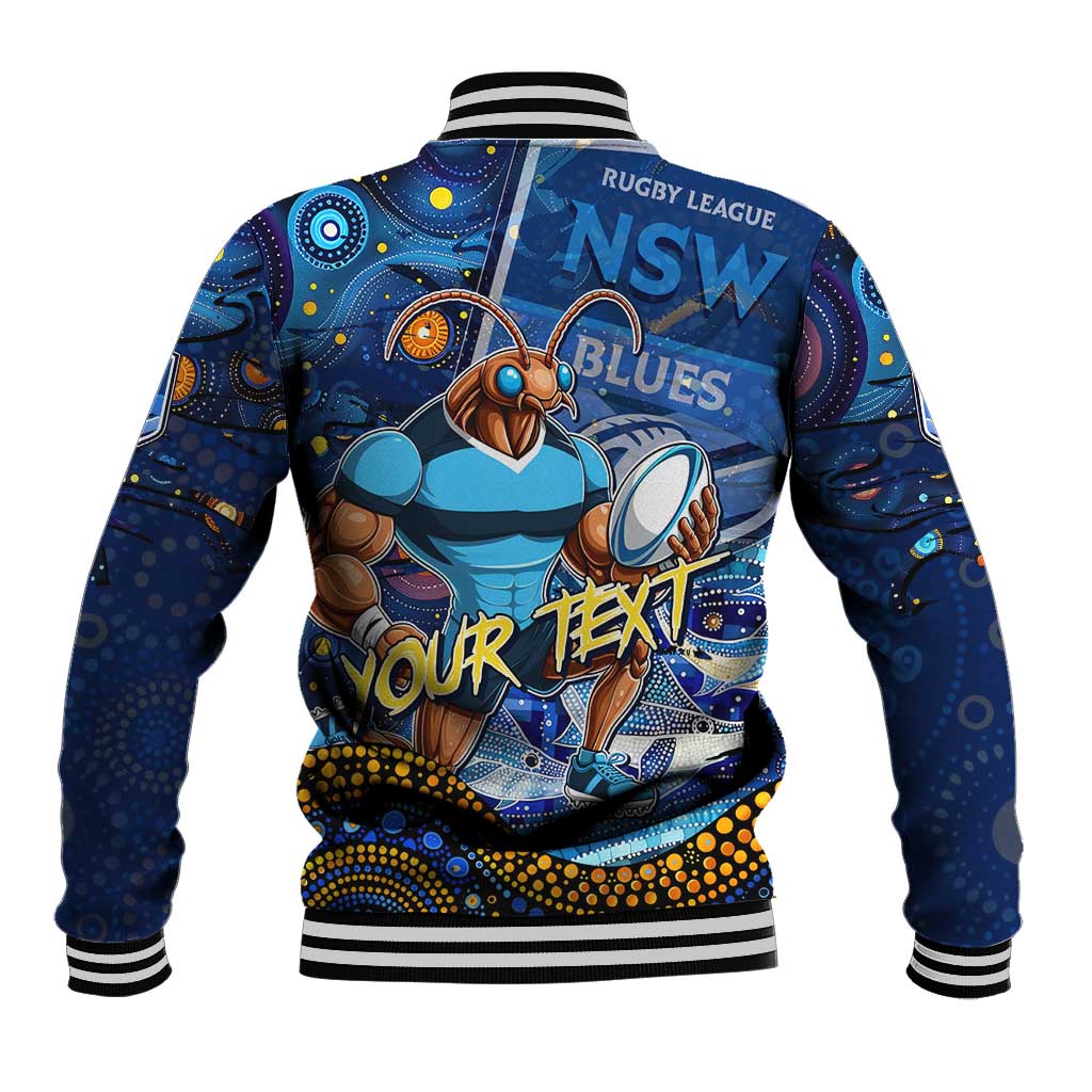 Personalised Mascot NSW Blues Rugby Baseball Jacket Aboriginal Galaxy