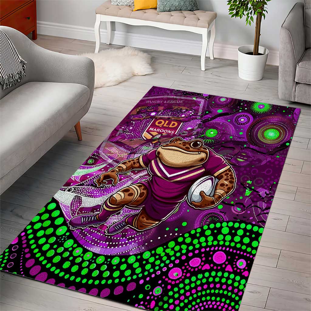 Mascot Queensland Maroons Rugby Area Rug Aboriginal Galaxy