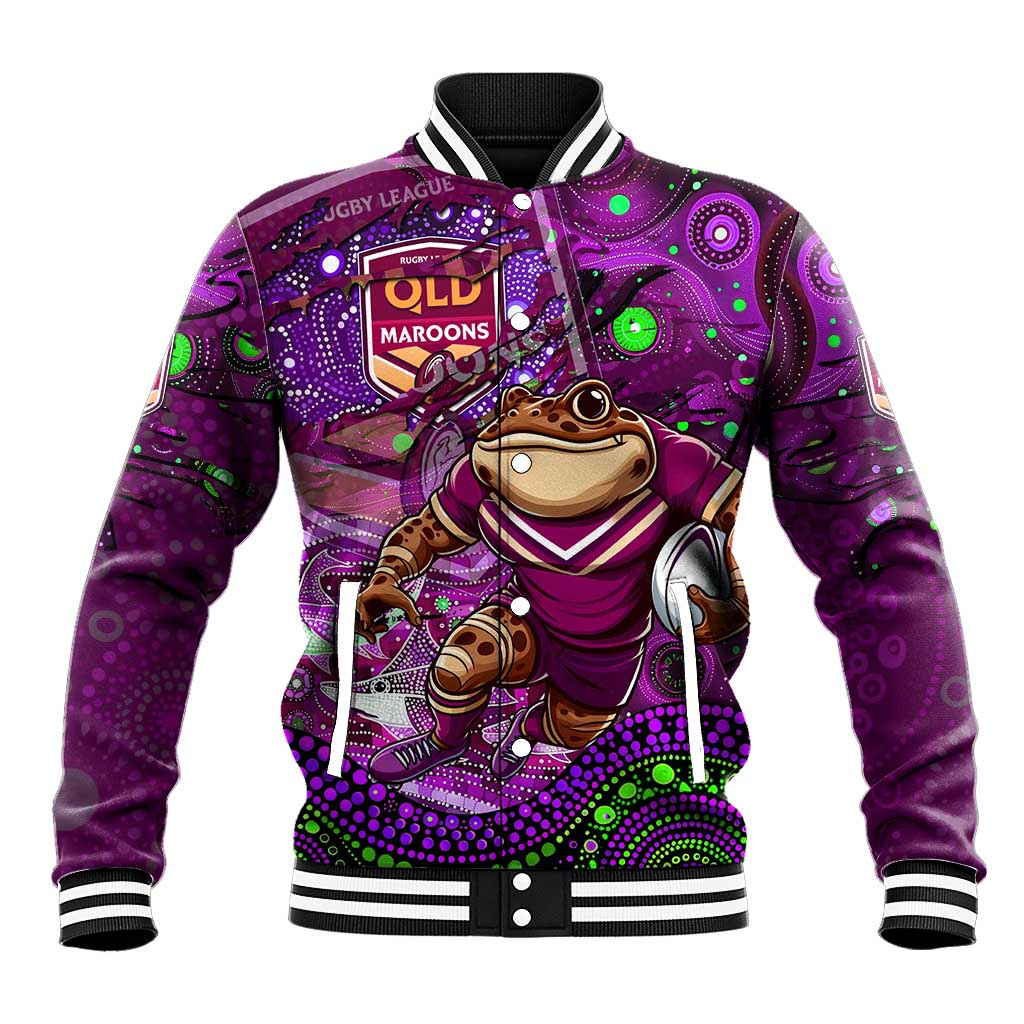 Personalised Mascot Queensland Maroons Rugby Baseball Jacket Aboriginal Galaxy