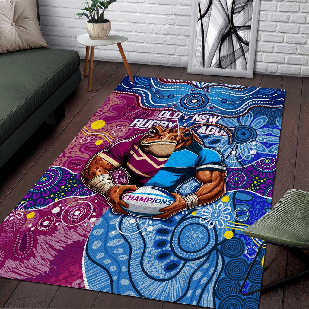 Blues Cockroaches And Maroons Cane Toads Area Rug State of Origin Aboriginal