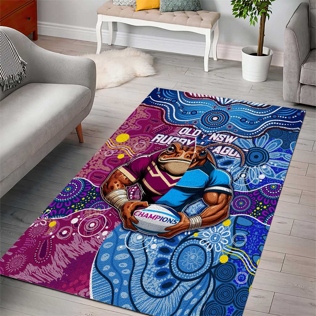 Blues Cockroaches And Maroons Cane Toads Area Rug State of Origin Aboriginal