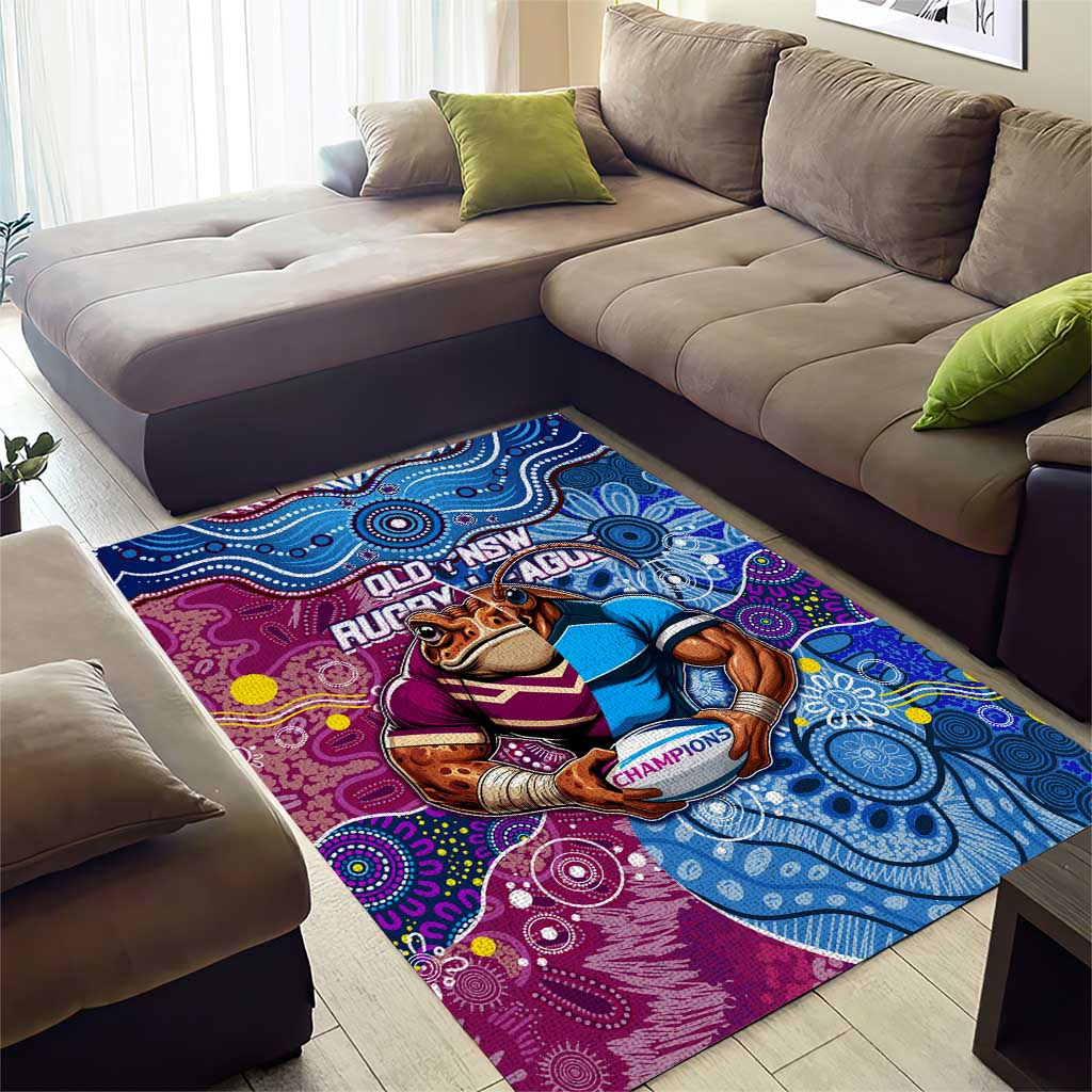 Blues Cockroaches And Maroons Cane Toads Area Rug State of Origin Aboriginal