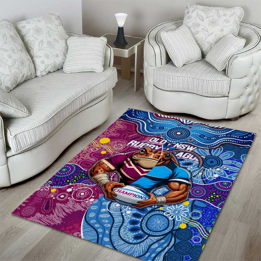 Blues Cockroaches And Maroons Cane Toads Area Rug State of Origin Aboriginal