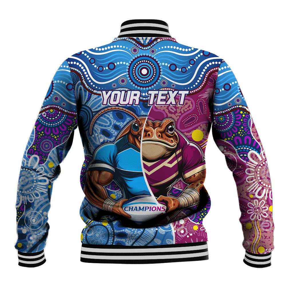 Custom Blues Cockroaches And Maroons Cane Toads Baseball Jacket State of Origin Aboriginal