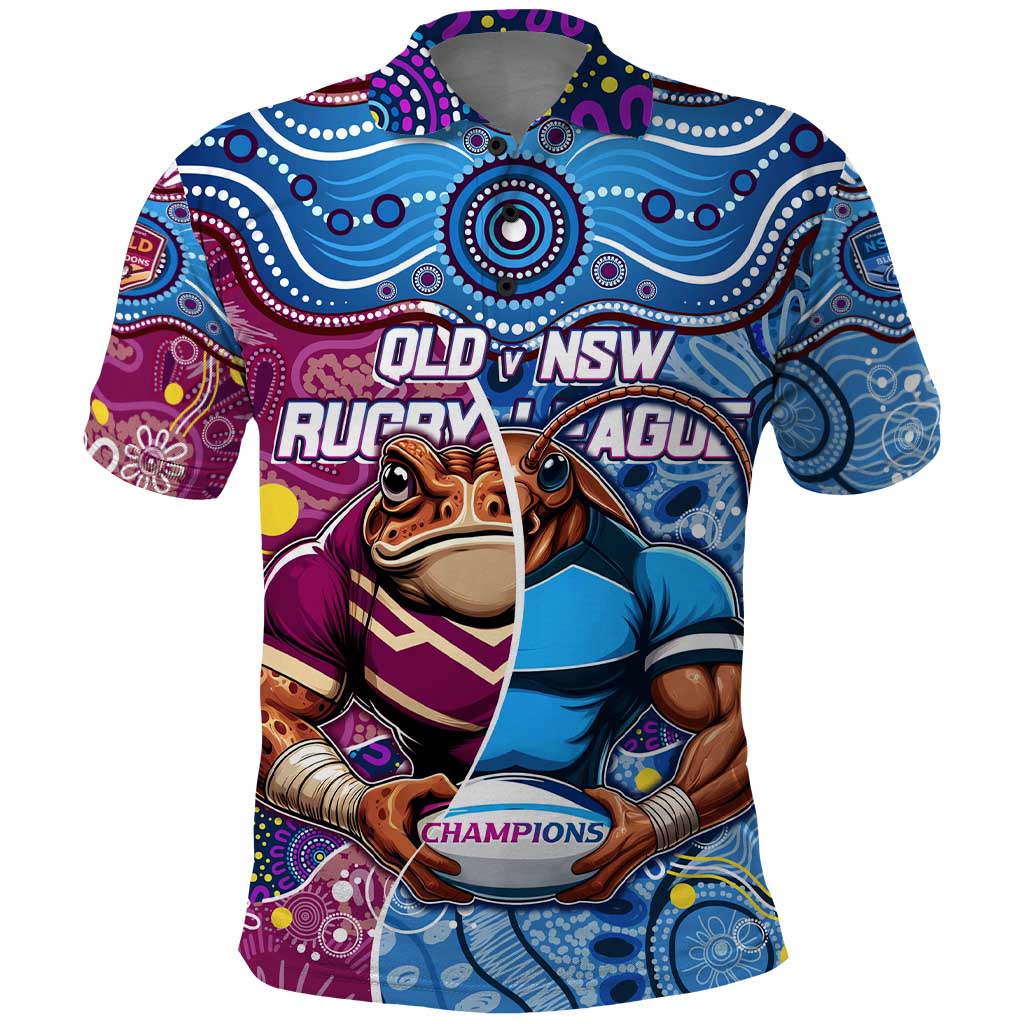 Custom Blues Cockroaches And Maroons Cane Toads Polo Shirt State of Origin Aboriginal