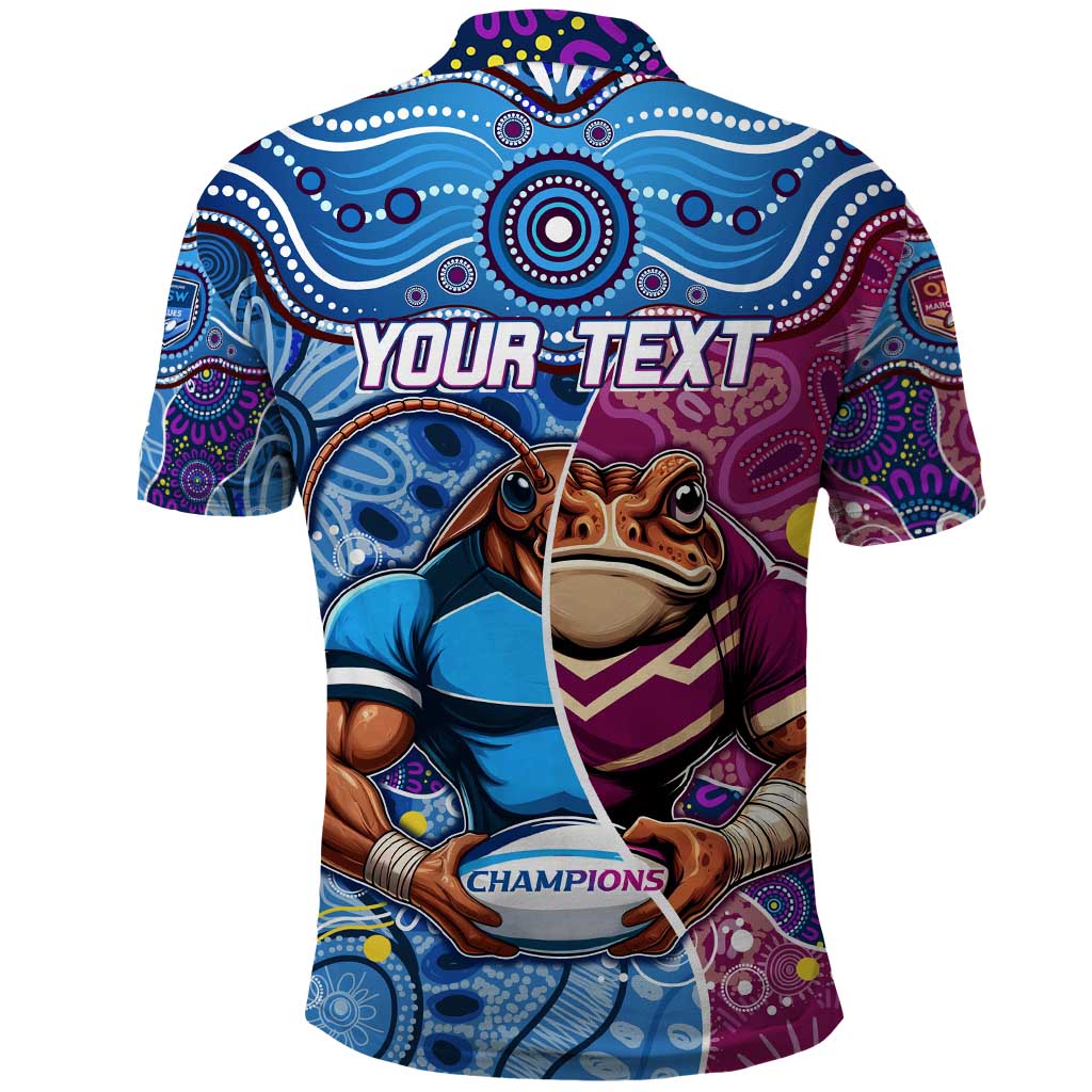 Custom Blues Cockroaches And Maroons Cane Toads Polo Shirt State of Origin Aboriginal