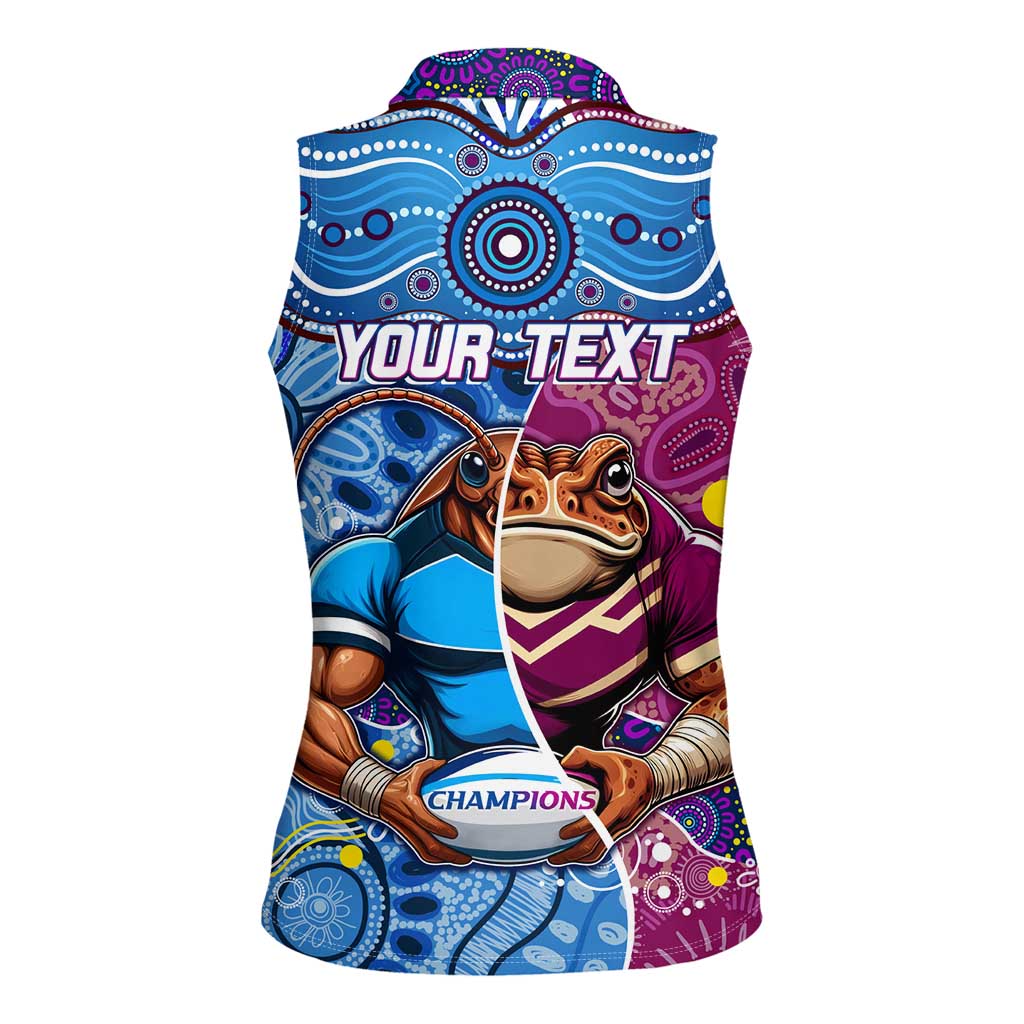 Custom Blues Cockroaches And Maroons Cane Toads Women Sleeveless Polo Shirt State of Origin Aboriginal