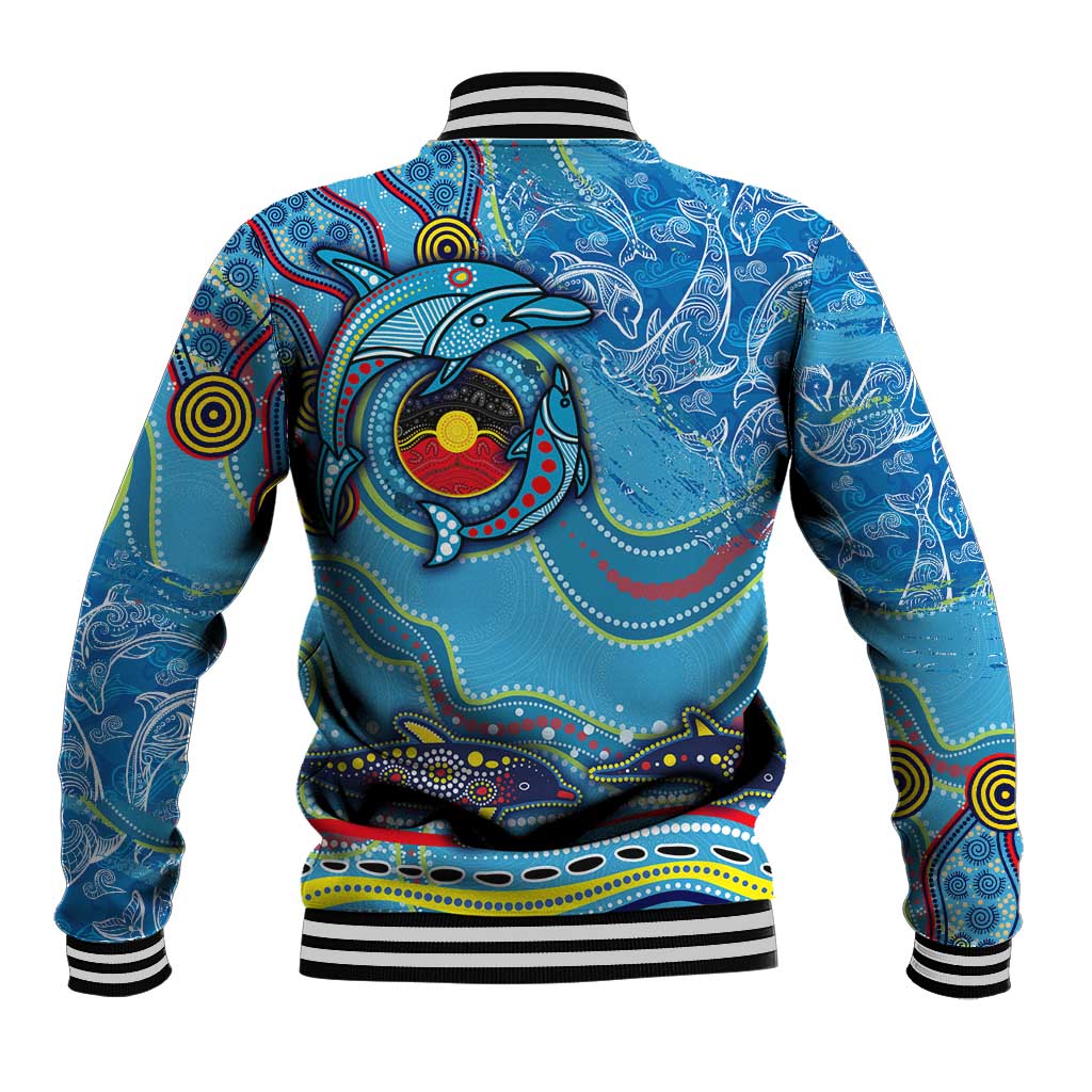 Dolphins Aboriginal Art Map Flag Australia Baseball Jacket