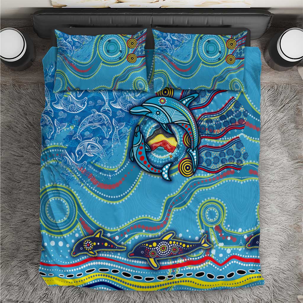 Dolphins Aboriginal Art Map Flag Australia Bedding Set