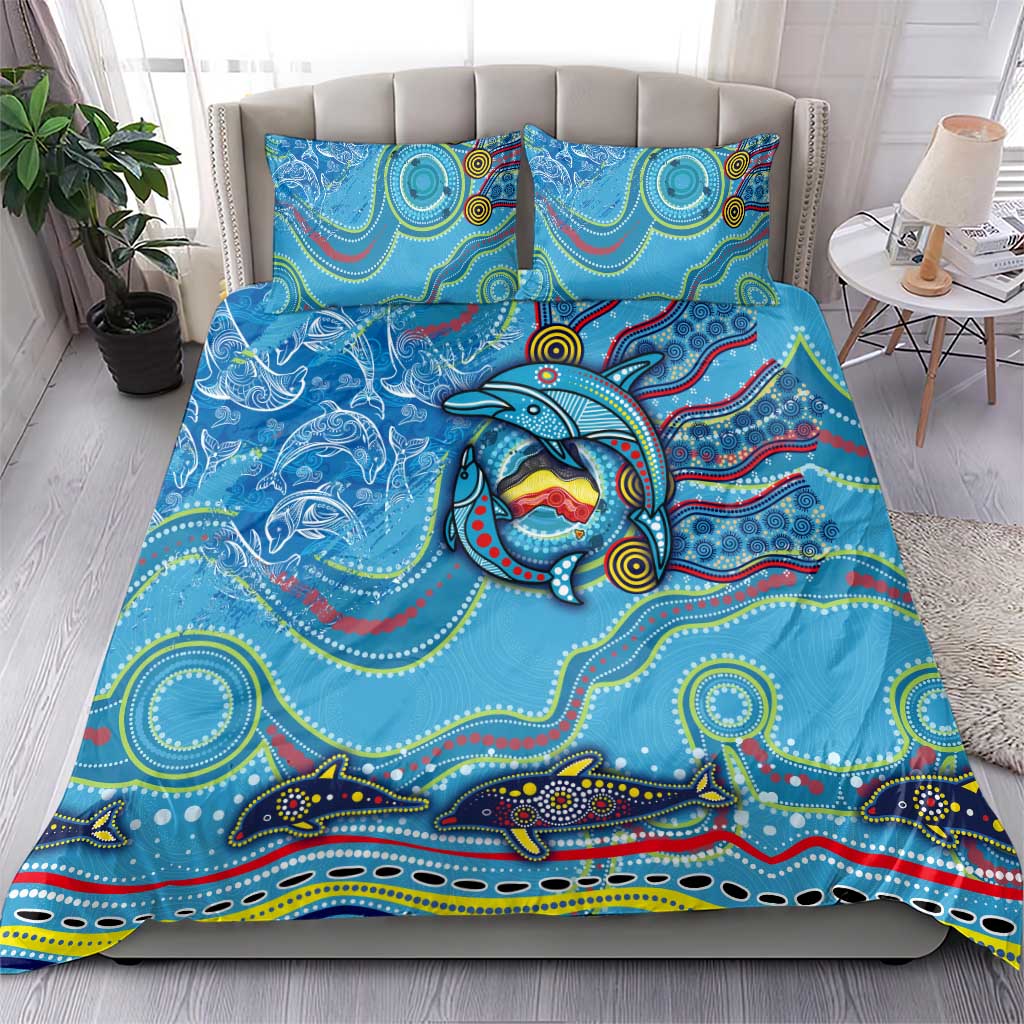 Dolphins Aboriginal Art Map Flag Australia Bedding Set