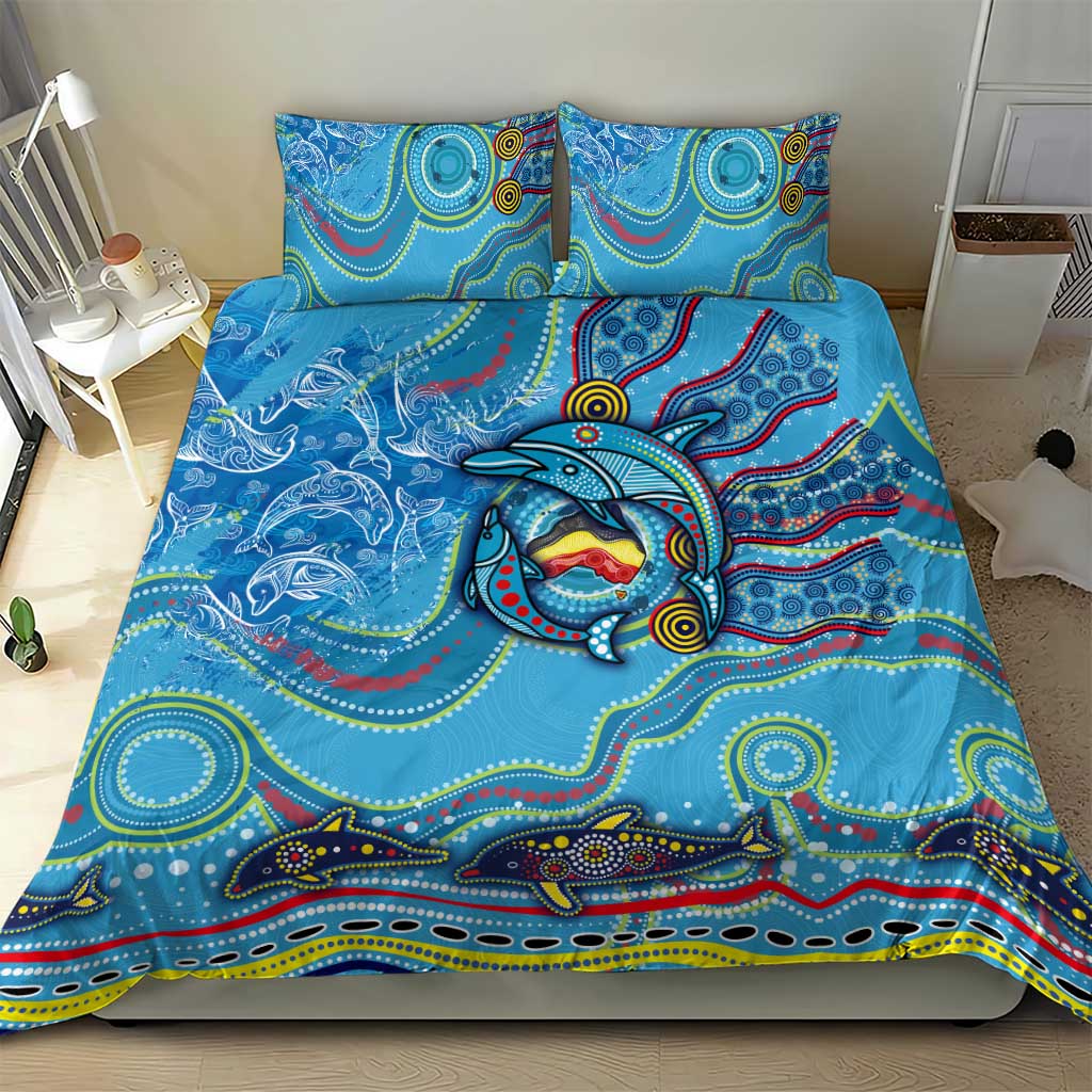 Dolphins Aboriginal Art Map Flag Australia Bedding Set