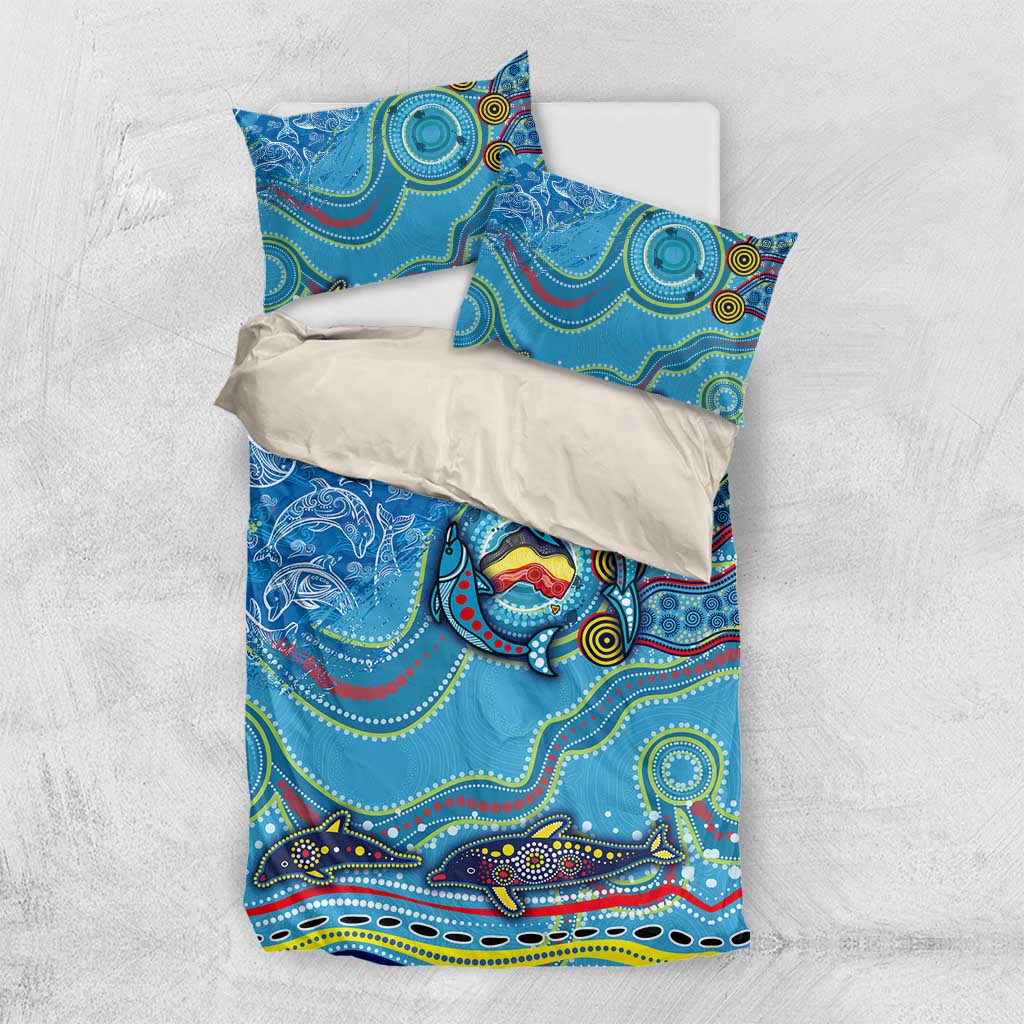 Dolphins Aboriginal Art Map Flag Australia Bedding Set