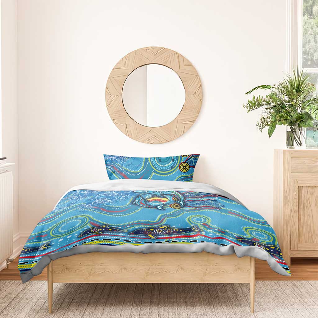 Dolphins Aboriginal Art Map Flag Australia Bedding Set