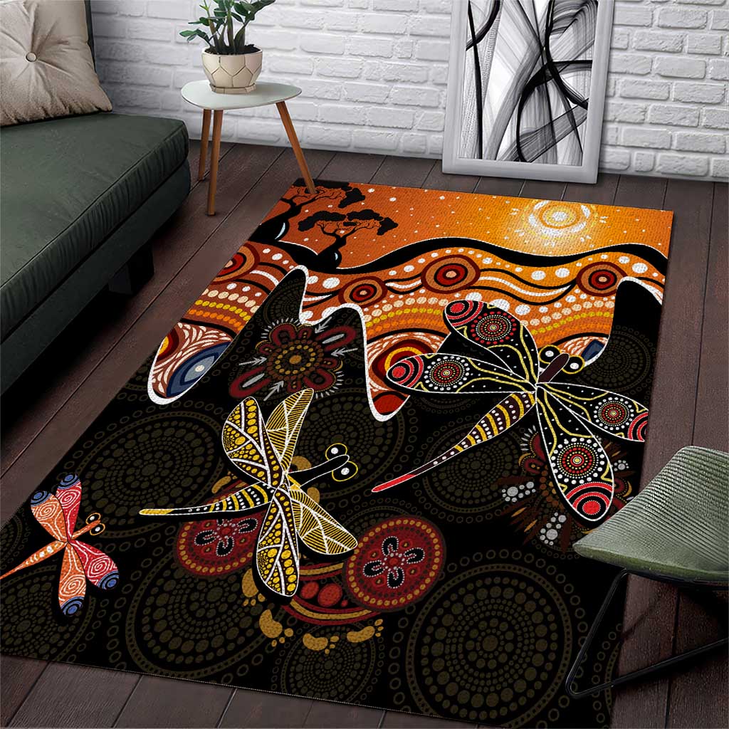 Dragonfly Aboriginal Australia Area Rug Indigenous Art