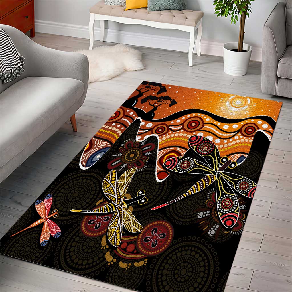 Dragonfly Aboriginal Australia Area Rug Indigenous Art