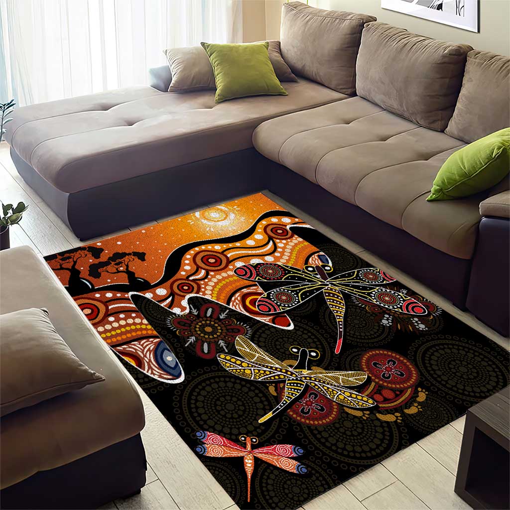 Dragonfly Aboriginal Australia Area Rug Indigenous Art