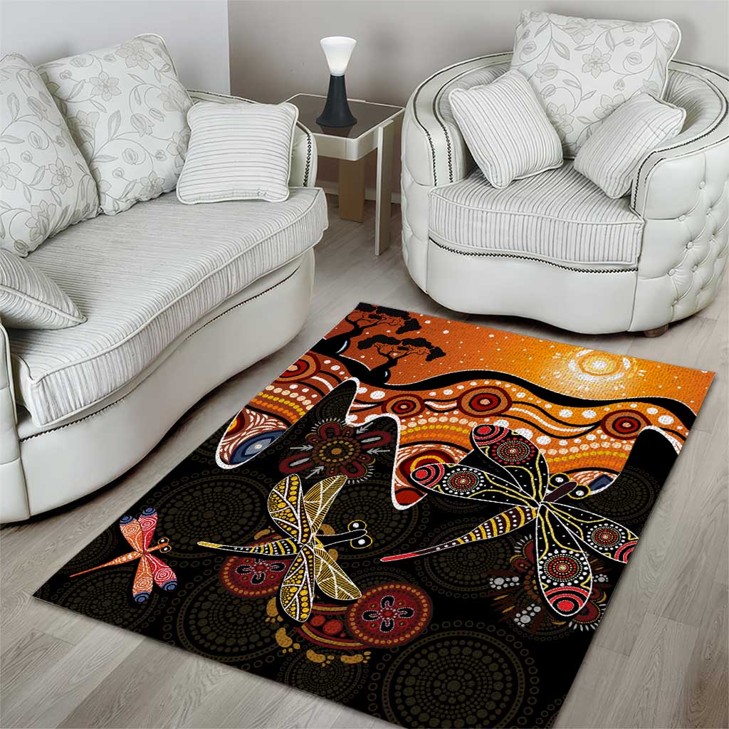 Dragonfly Aboriginal Australia Area Rug Indigenous Art