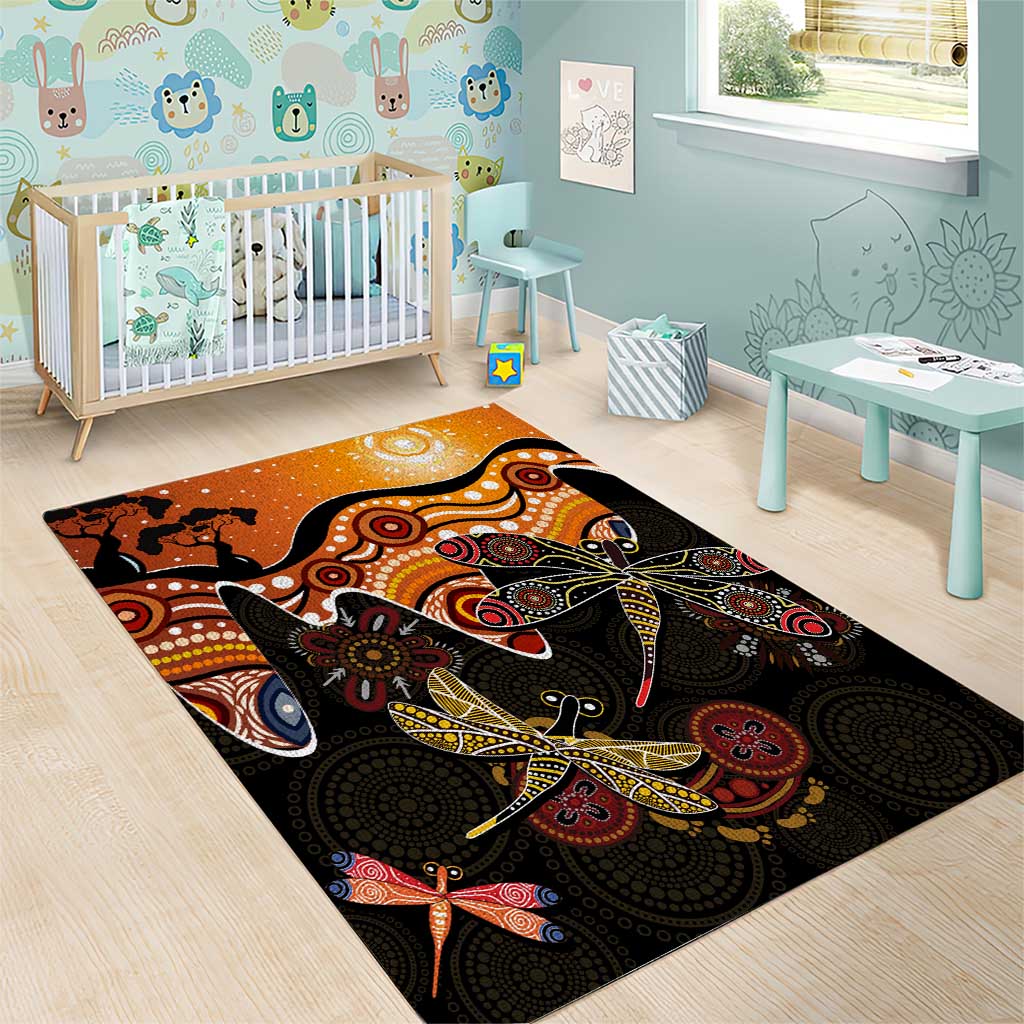 Dragonfly Aboriginal Australia Area Rug Indigenous Art