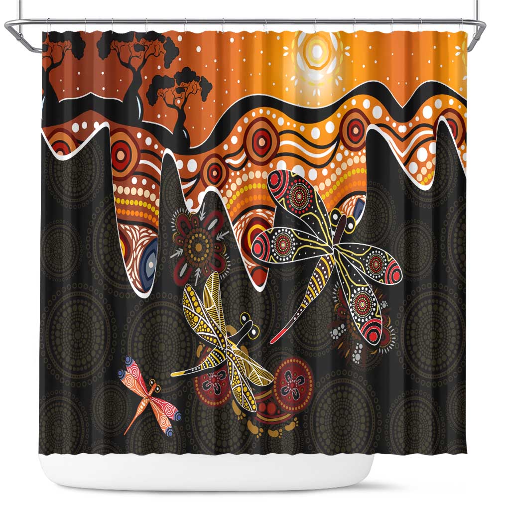 Dragonfly Aboriginal Australia Shower Curtain Indigenous Art