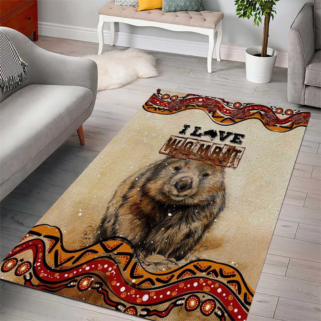 I Love Wombat Area Rug Australian Aboriginal Art