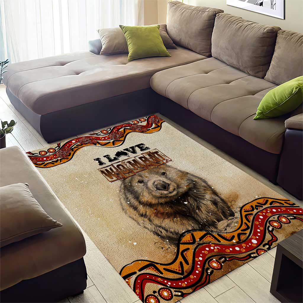 I Love Wombat Area Rug Australian Aboriginal Art