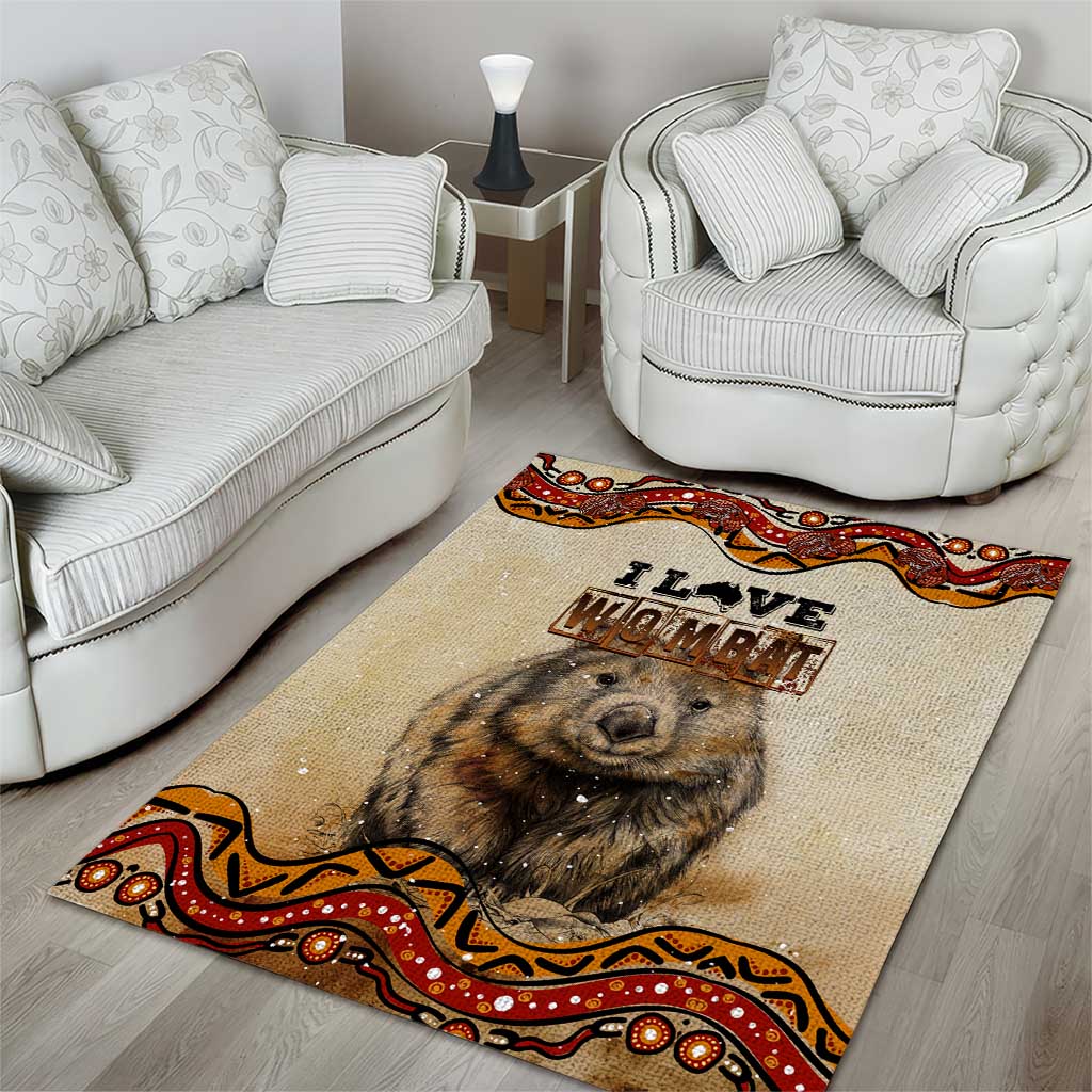 I Love Wombat Area Rug Australian Aboriginal Art